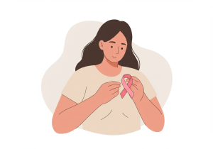 乳房セルフチェック啓発のイメージイラスト